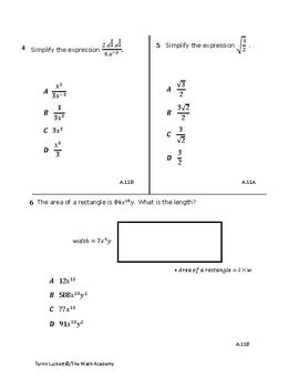 Prepare for algebra i, english i, english ii, biology, & u.s. STAAR ALGEBRA 1 EOC CHECKPOINT - A.11A & A.11B by Math ...