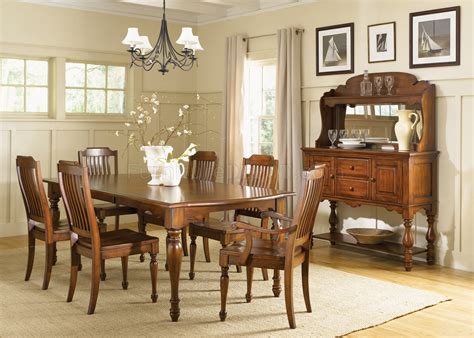 Brown end & side tables. Chestnut Finish Formal Dining Room Rectangular Table w/Options