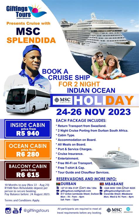 Msc Splendida 2023 Cruise Holiday From Swaziland Indian Ocean Durban