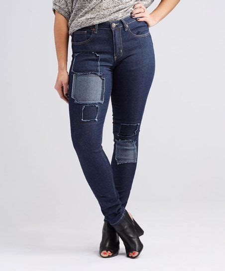 Ny Trends Dark Blue Patch Accent Skinny Jeans Women And Plus Zulily