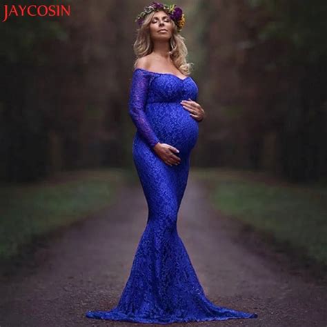 buy jaycosin sexy lace off shoulder long dress maternity dress long sleeve