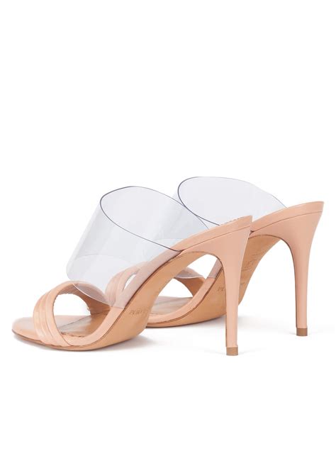 Sandalias Tipo Mule De Tac N Alto En Piel Nude Y Vinilo Pura Lopez