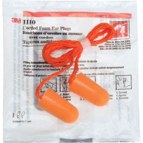 1110 Ce Corded Foam Ear Plug Nrr 29 Db 100 Pairsbox