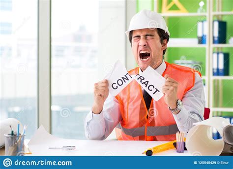 The Angry Construction Supervisor Cancelling Contract Stock Image