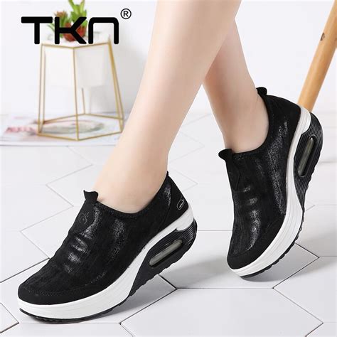 2019 Autumn Women Flat Platform Shoes Breathable Mesh Casual Woman Slip On Ladies Flats Creepers