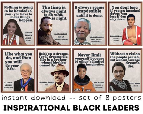 Retro Black Leaders In History Set Of 8 Printable Posters Etsy