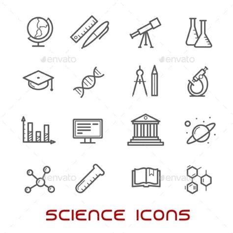 Science And Education Thin Line Icons By Vectortradition Graphicriver