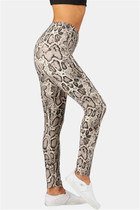 Printed Leggings High Waisted Black And Grey Color With Snake Skin Pattern Its All Leggings