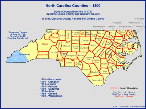 North Carolina Counties Established Between 1791 And 1800
