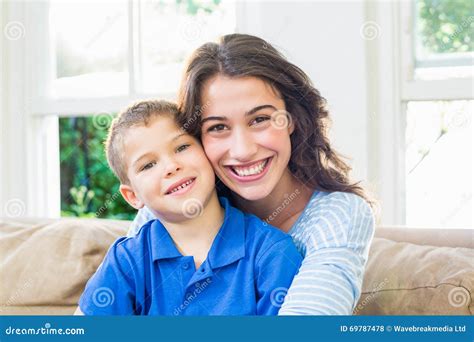 Portrait Mother Son Living Room Stock Photos Free Royalty