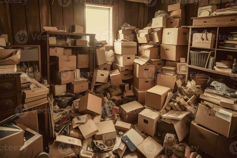 Lots Of Stuff Cardboard Boxes Messy Disorganized Storage Pi Ai
