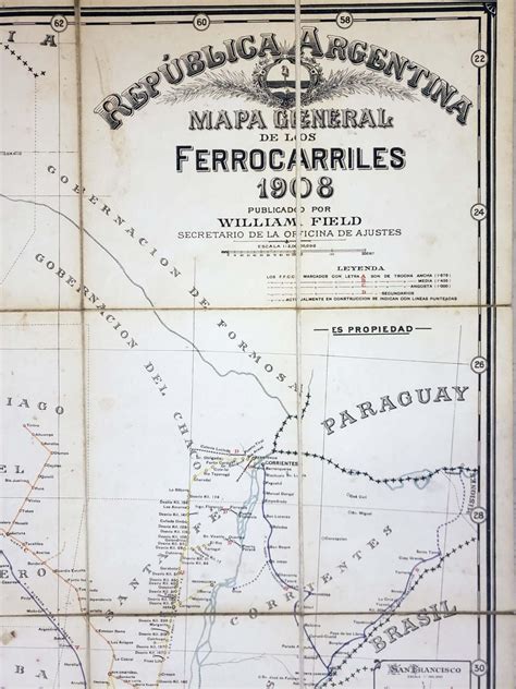 Republica Argentina Mapa General De Los Ferrocarriles Canvas Backed