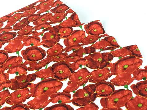 Small Packed Poppy Allover Fabric Poppy Days Collection By Etsy