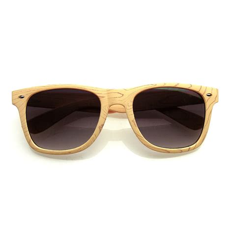 unique style indie fashion wood print retro horned rim sunglasses emblem eyewear