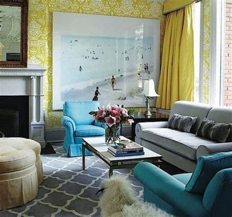 Over Sized Artwork Living Room Yellow Living Room