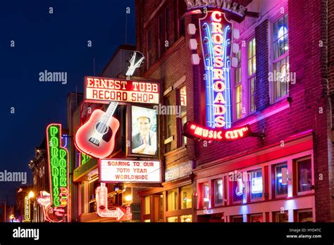 Bright Neon Signs Light The Buildings Along Historic Broadway Street