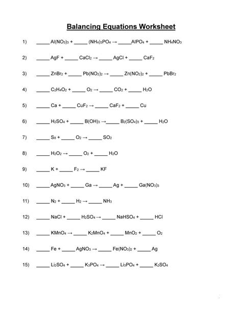Answer the following questions about the chemical equation shown below: Balancing Equations Practice Worksheet Answer Key | db ...