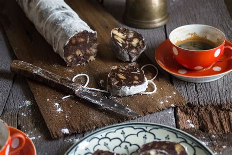 A stack of three gluten free croatian bear paw. Čokoladna salama - Croatian chocolate salami | Recipe ...