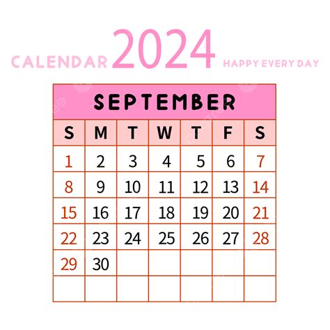 September 2024 Calendar Simple Pink Two Thousand And Twenty Four