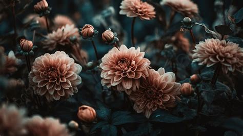 Flowers In A Dark Field With Dark Background Aesthetic Flower Pictures