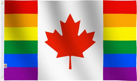 Canadian Rainbow Flag 3 X 5 Quadruple Stitched Fly Ends Lgbt Qia Gay Canada Pride Flags