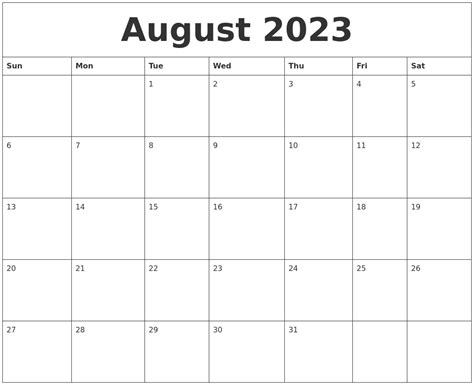 July 2023 Printable Blank Monthly Calendar
