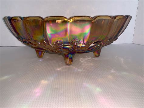 Vintage Indiana Glass Large Oval Marigold Carnival Fruit Bowl 12 12