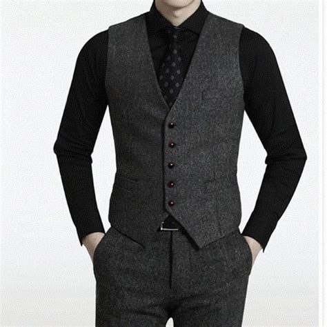 2019 New Dark Grey Groom Vests Wedding Vests Wool Slim Fit Mens Vests