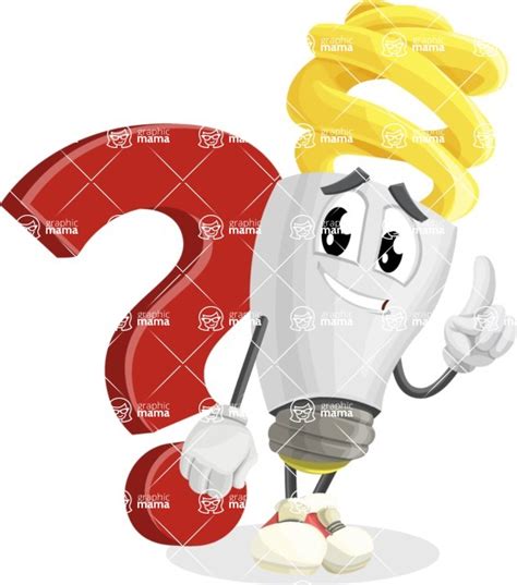 energy saving light bulb cartoon vector character with question mark graphicmama