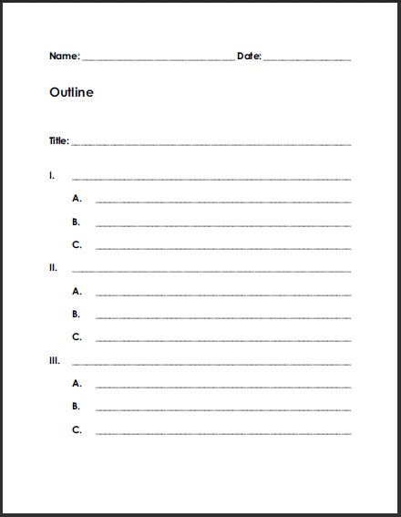 Free Blank Printable Outline For Students Student Handouts Writing