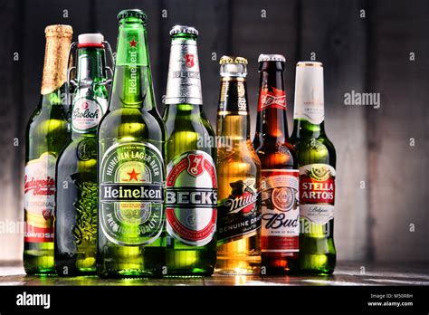 Bottles Of Assorted Global Beer Brands Stock Photo Alamy