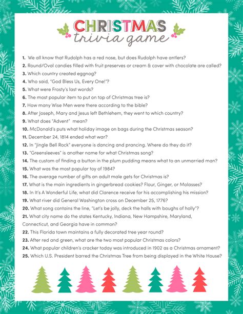 Christmas Trivia Questions Free Printable Free Printable Templates