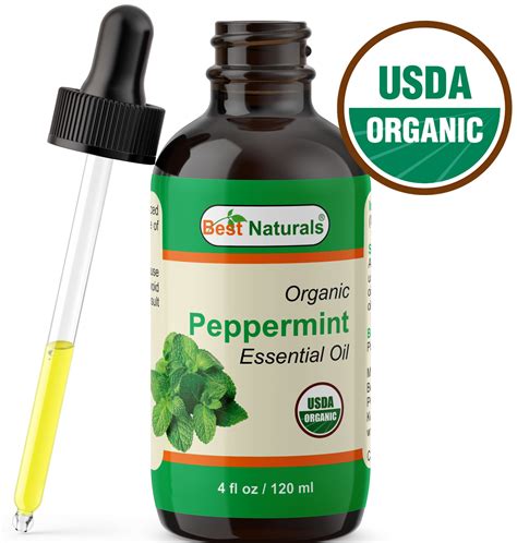 Best Naturals Certified Organic Peppermint Essential Oil With Glass
