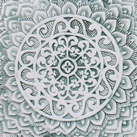 Ceramic Wall Art With Mandala Design Set 4 Decorative Tiles Etsy