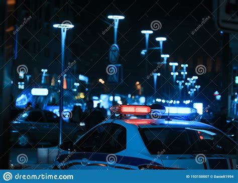 Police Car At Night Stock Image Image Of Security Dark 193150007