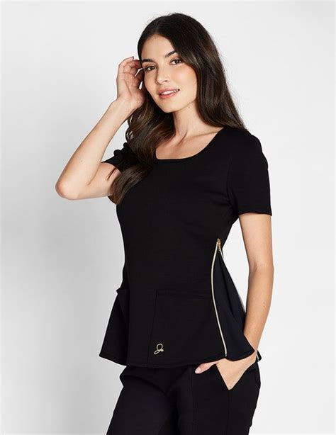 The Chiffon Zipper Top In Black Is A Contemporary Addition To Womens
