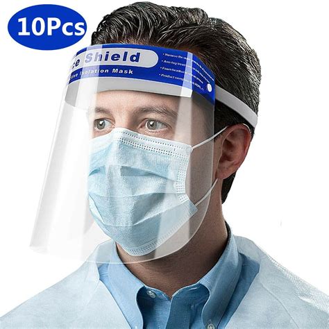 10pcs Anti Fog Transparent Plastic Full Face Shield Protective Face