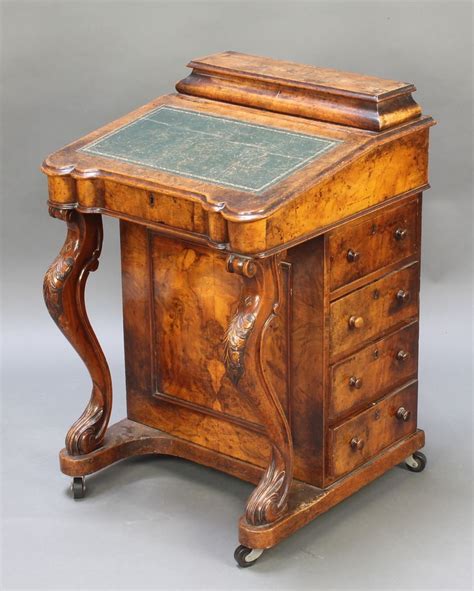 Lot 1047 A Victorian Figured Walnut Davenport Desk With Stationery Box