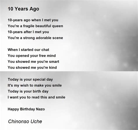 10 Years Ago 10 Years Ago Poem By Chinonso Uche