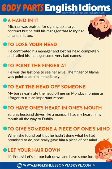 Maybe you would like to learn more about one of these? More Idioms Associated with Our Body Parts - Intermediate ...