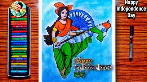 independence day drawing happy independence day india map republic day oil pastel happy day