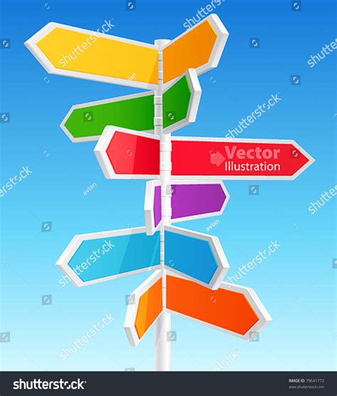 Direction Road Signs — Arrows On Blue Sky Vector Illustration