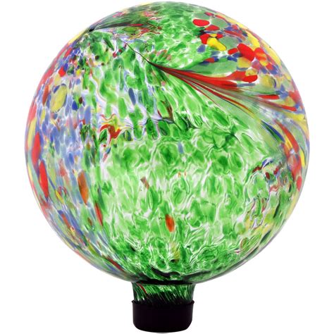 sunnydaze green artistic glass gazing ball globe