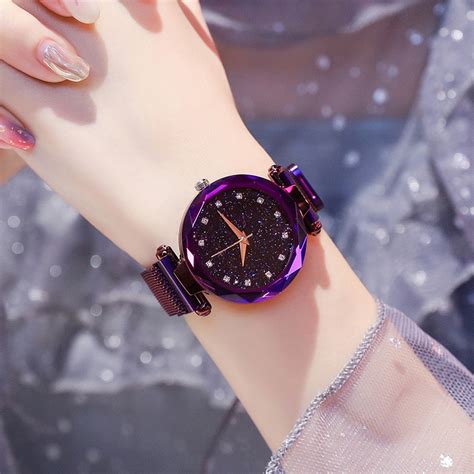 They are dark, sleek, and defines sophistication. Luxury Women Watches Ladies Magnetic Starry Sky Clock ...