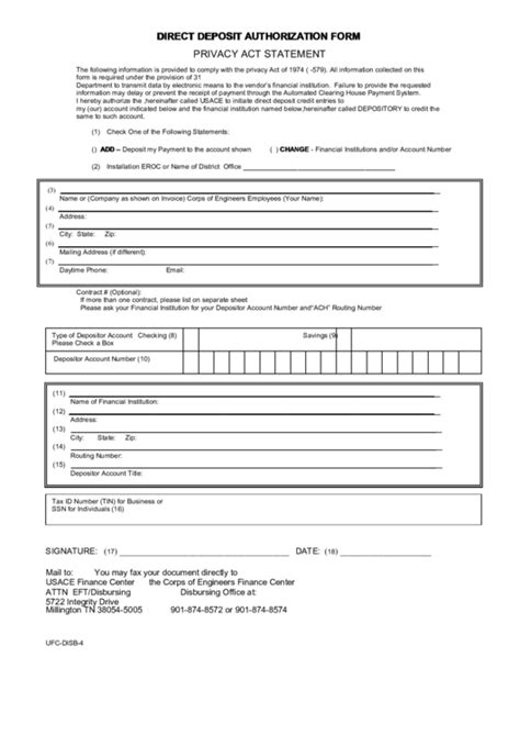 direct deposit authorization form printable