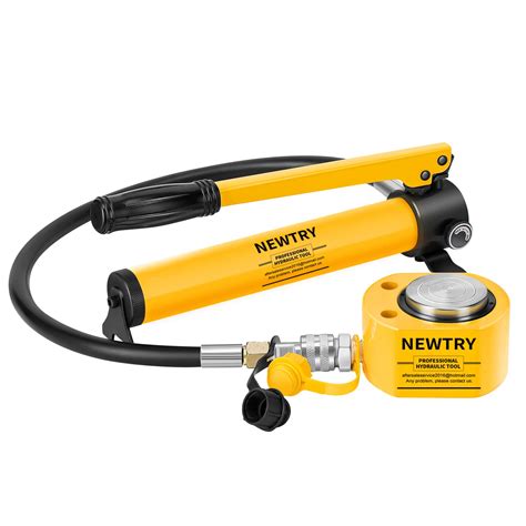 NEWTRY 10 ton Low Profile Hydraulic Ram Jack + Hand Pump Stoke 10mm(0.4