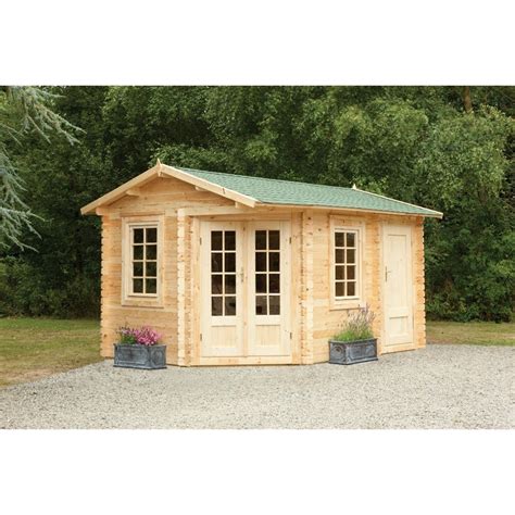 Maybe you would like to learn more about one of these? 4.0m x 2.8m Corner Log Cabin With Glazed Double Doors