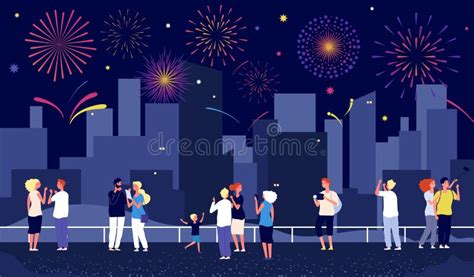 People Watching Fireworks Stock Vector Illustration Of Head 17258708