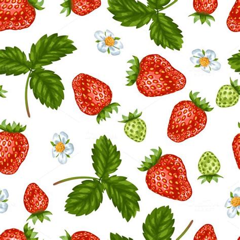 Patterns With Red Strawberries Strawberry Art Strawberry Drawing