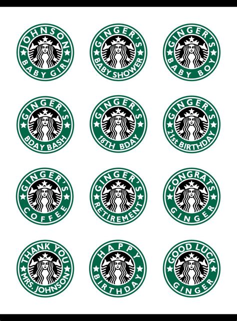 Personalized Starbucks Coffee Round Stickers Party Favors Etsy